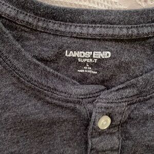 Lands End men’s size large gray long sleeve super tea with buttons.